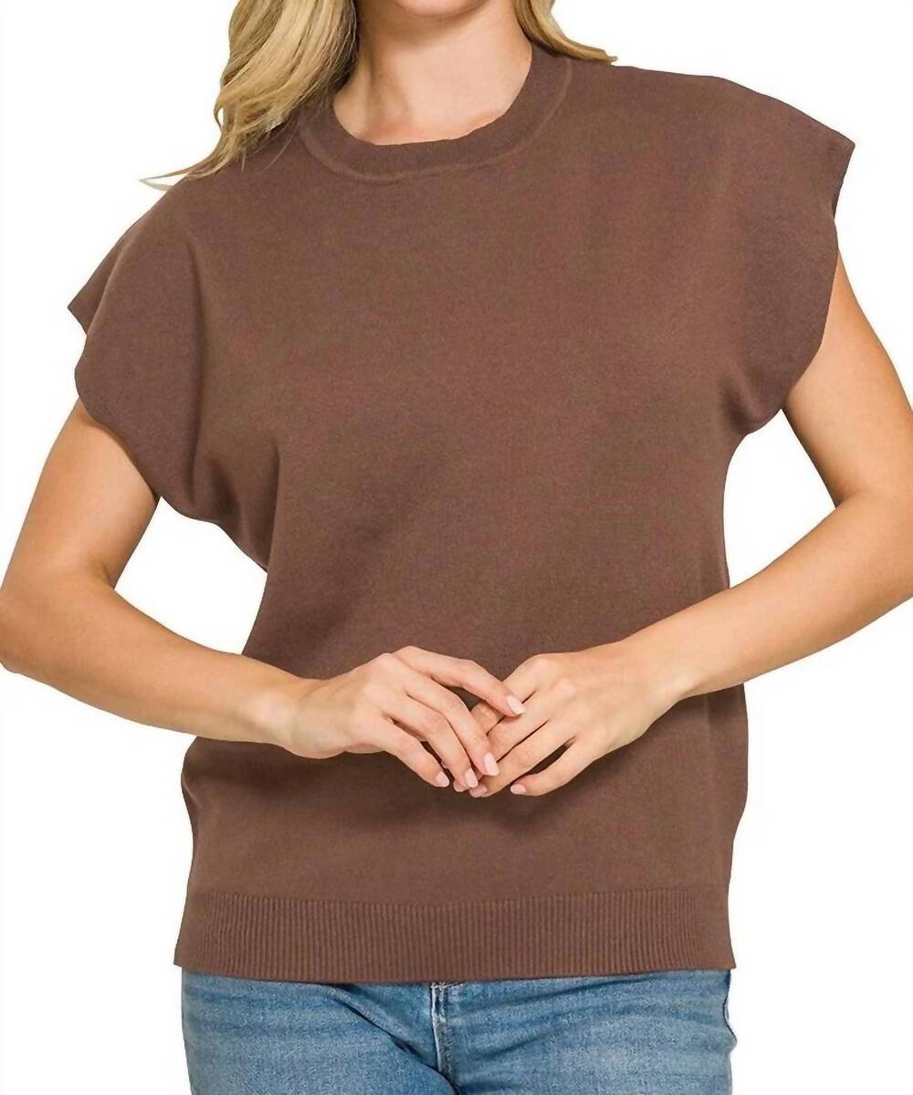 NEW ZENANA callie crew sweater in chocolate